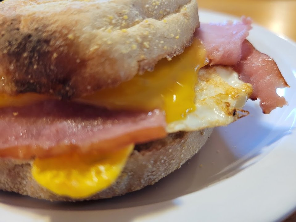 Ham Egg and Cheese on English Muffin